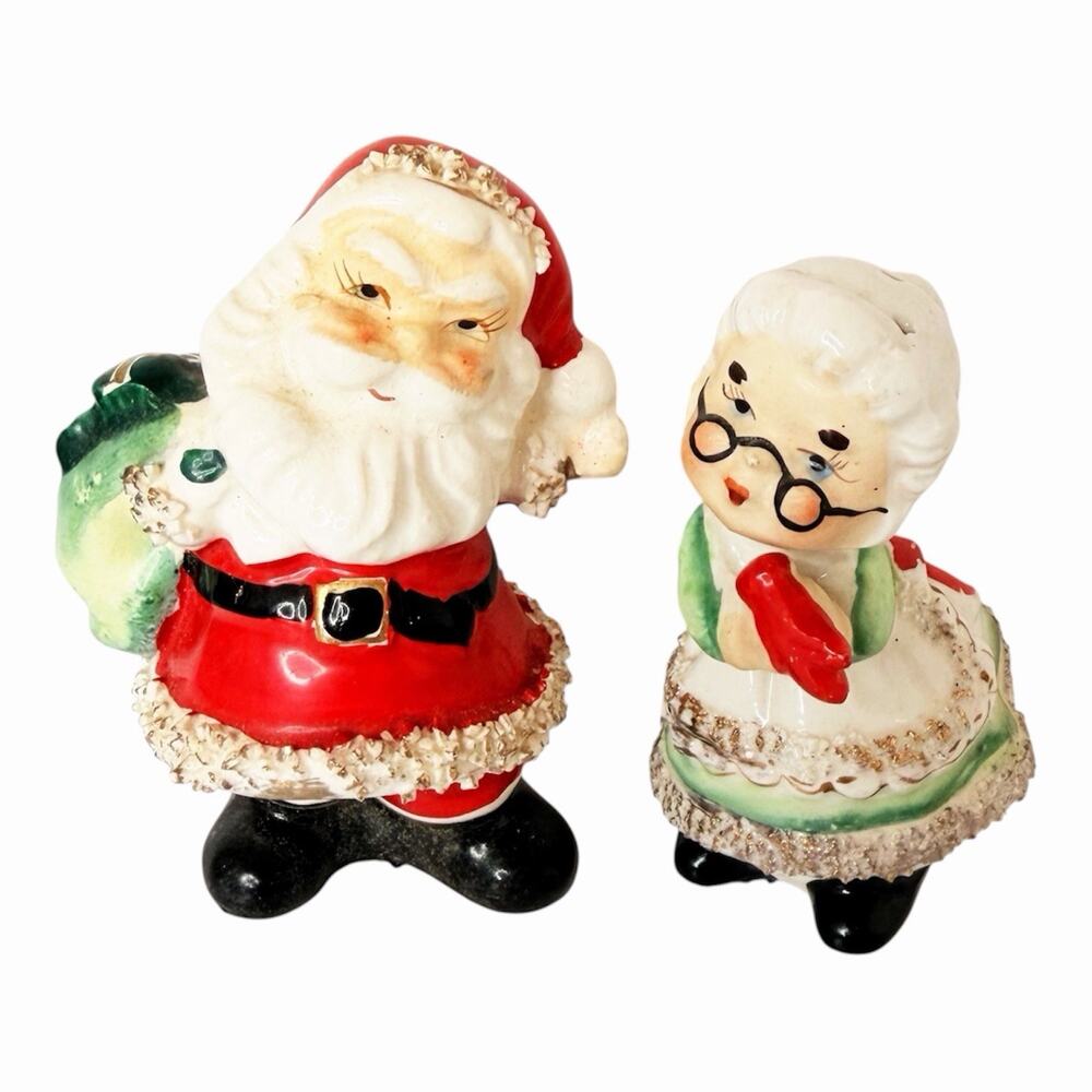 Vintage Lefton Santa & Mrs. Claus Salt & Pepper Shakers Japan